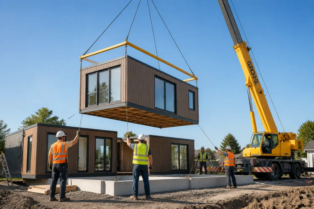 modular house crane installation