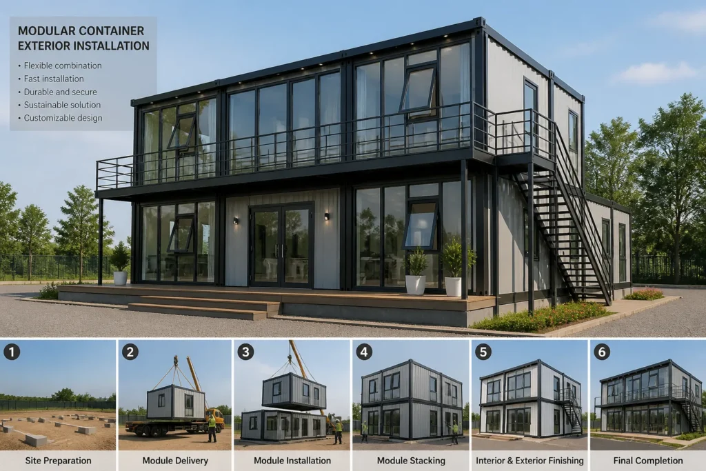 modular container exterior installation