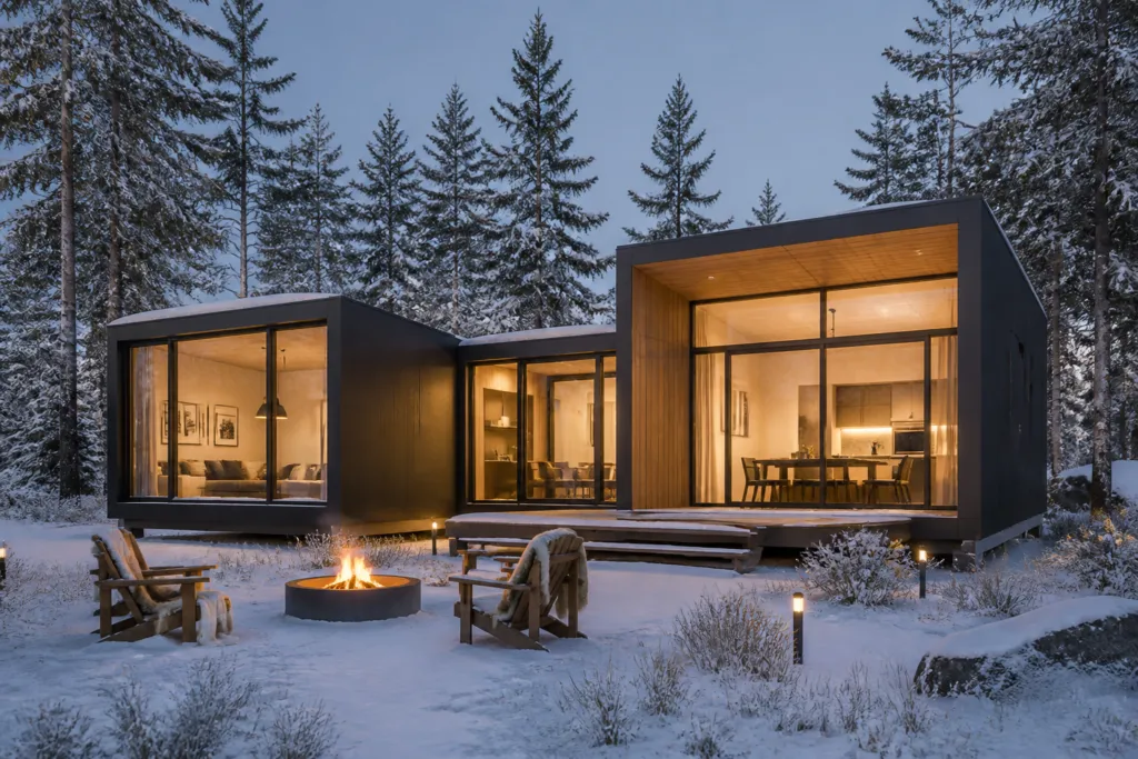 cozy modular house winter